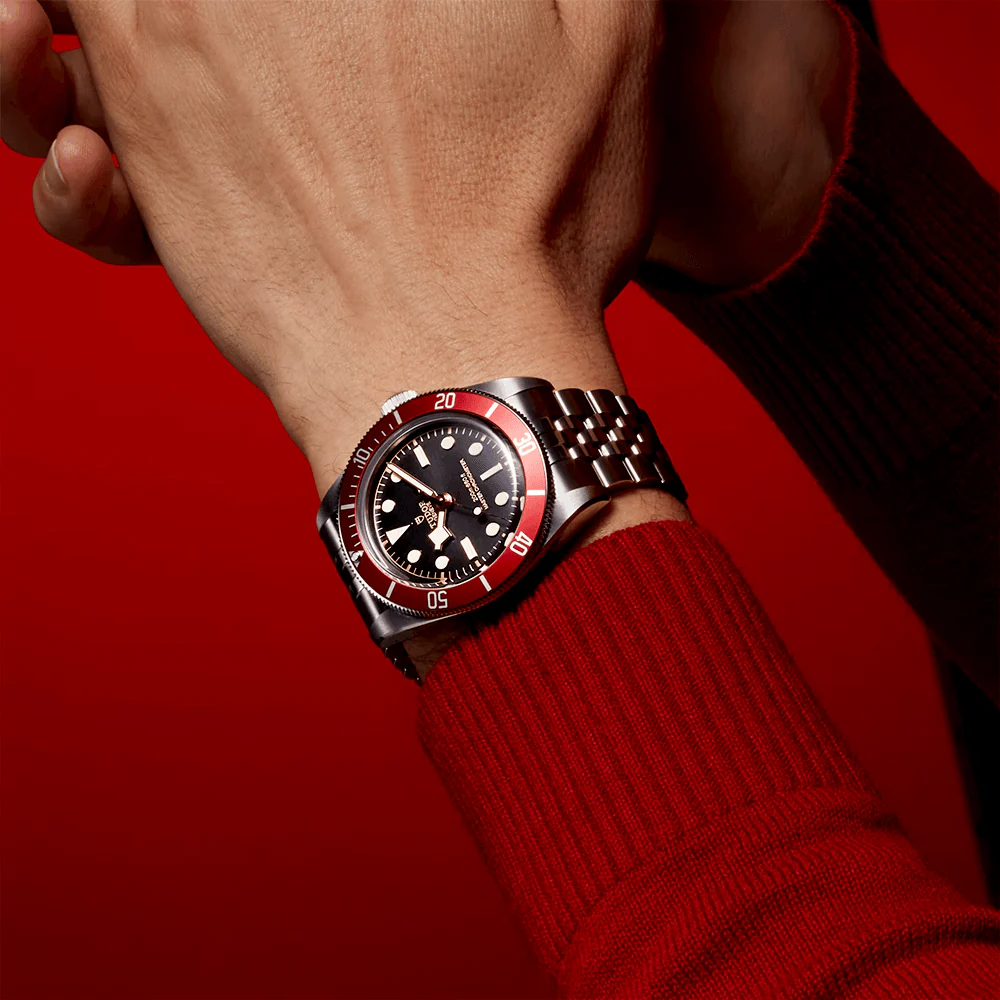 TUDOR Black Bay 41mm Black Dial & Red Bezel Five-Link Bracelet Watch M7941A1A0RU-0003