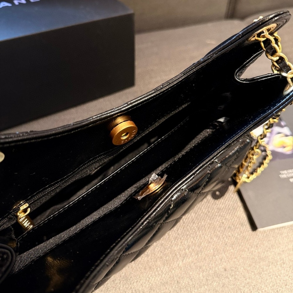 Chanel Small Hobo Bag Gold Black 20cm AS3710 B09746 94305