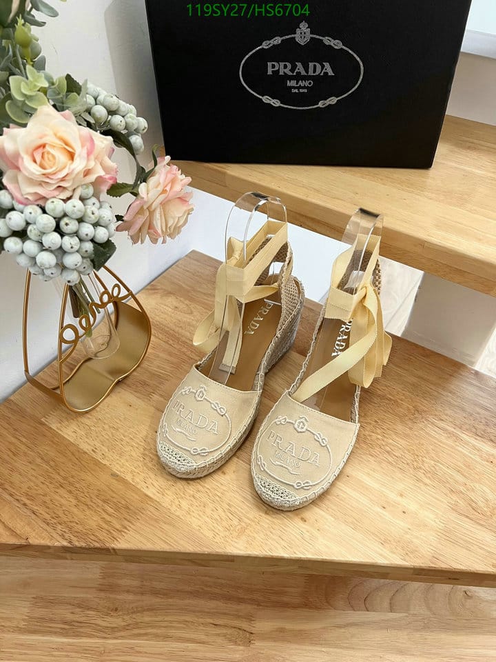 Prada Linen Espadrille Wedge Sandals Beige