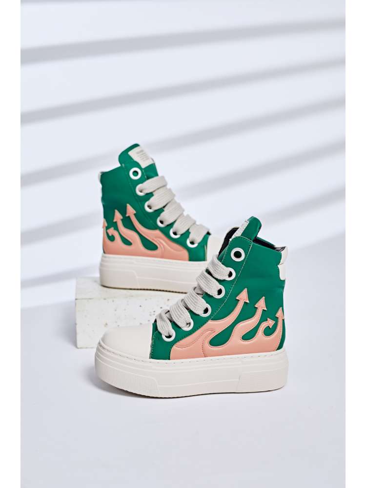 PU Flame Platform Thigh-High Sneaker