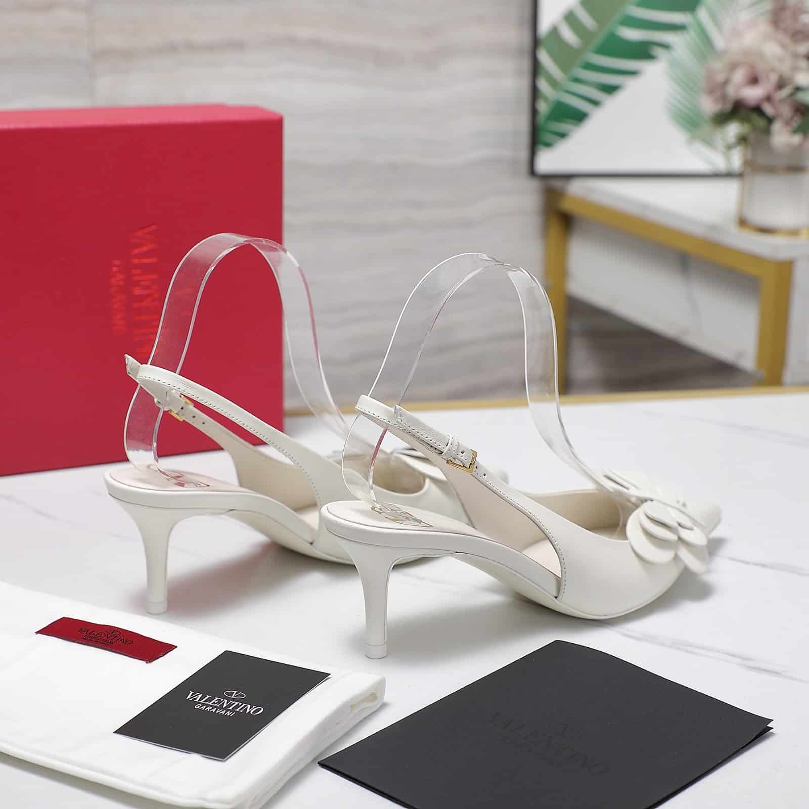 Valentino Garavani Papier Phalène Slingback Pumps White