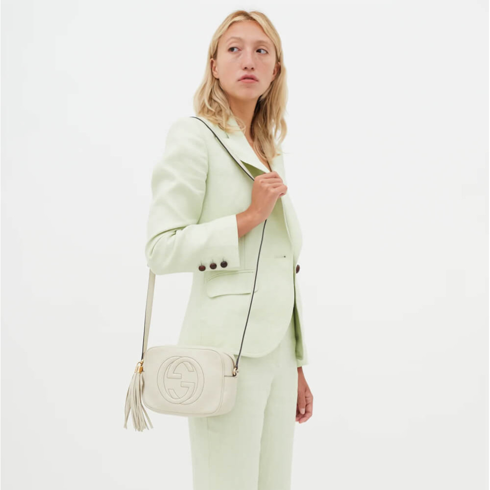 Gucci Soho Small Leather Disco Bag White