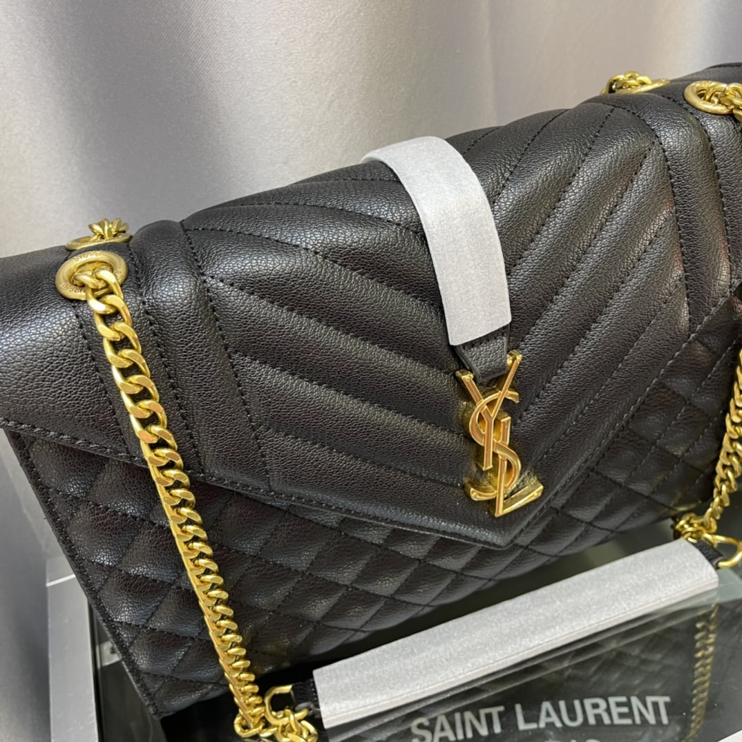 Saint Laurent Envelope Chain Bag In Mix Matelasse Grain De Poudre Embossed Leather 31Cm