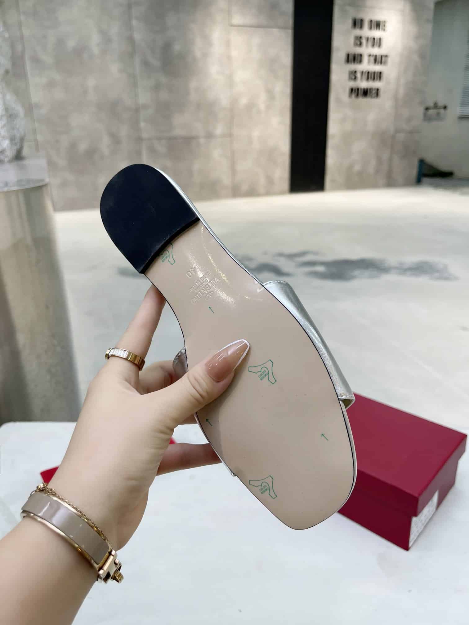 Valentino Garavani VLogo Signature Slide Sandal Silver
