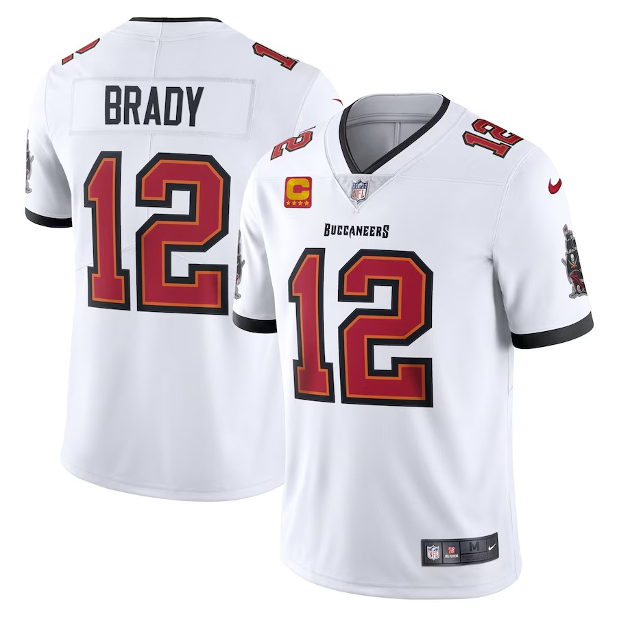 Men's Nike Tom Brady White Tampa Bay Buccaneers Captain Vapor Limited Jersey