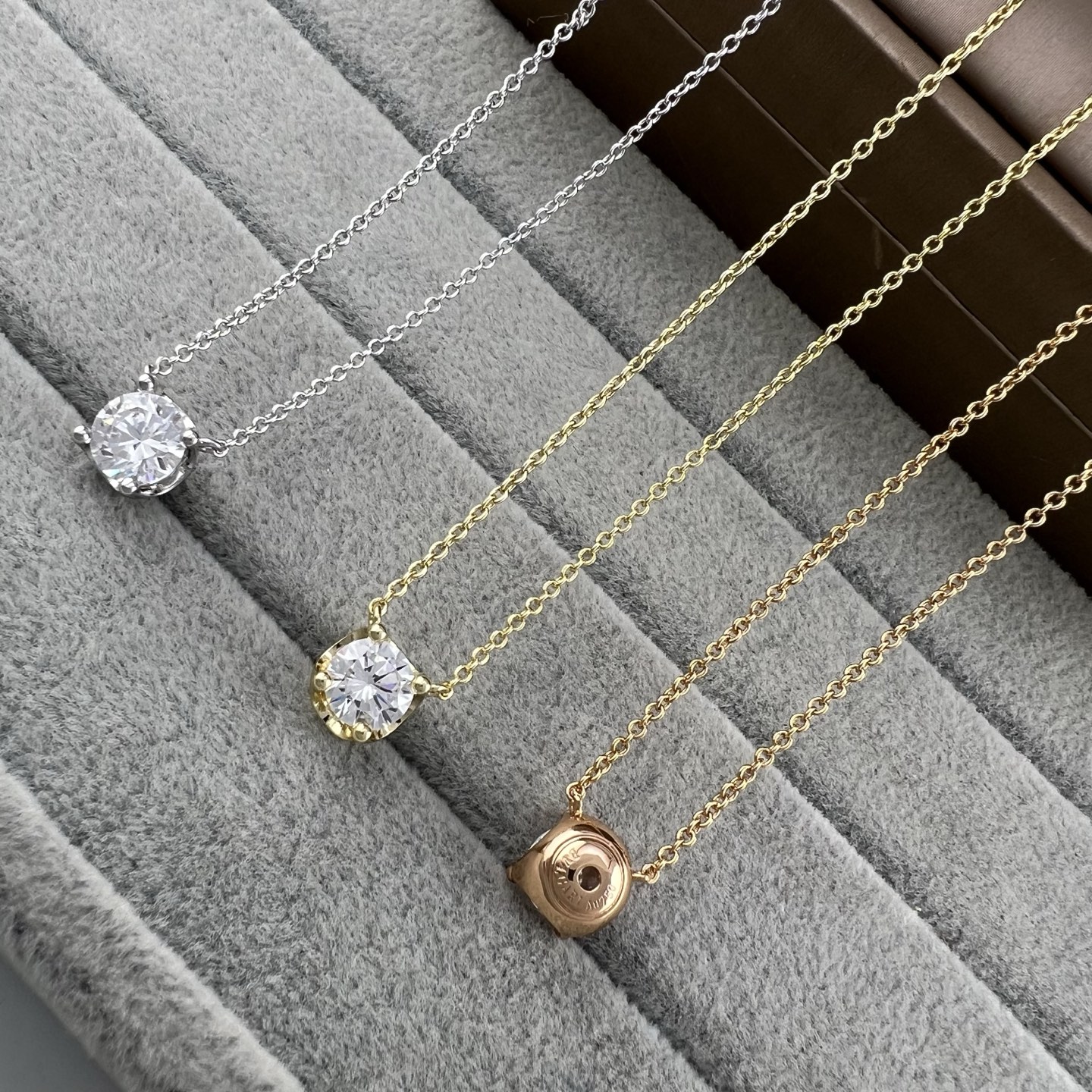 Large bubble four prong diamond pendant necklace
