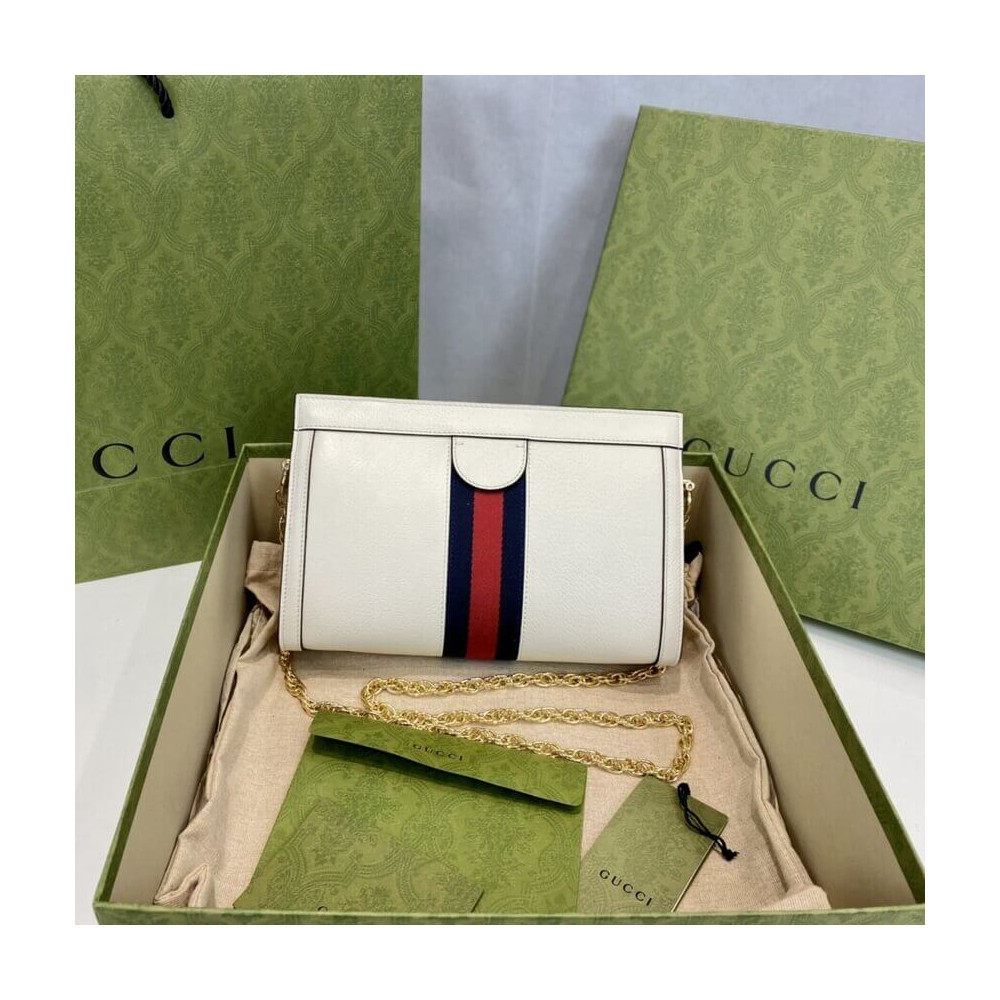 Gucci Ophidia Small Shoulder Bag in White Leather