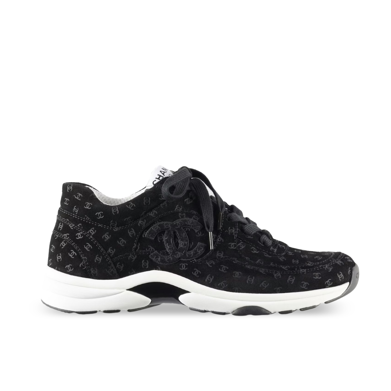 Chanel Cc Embossed Logo Suede Black