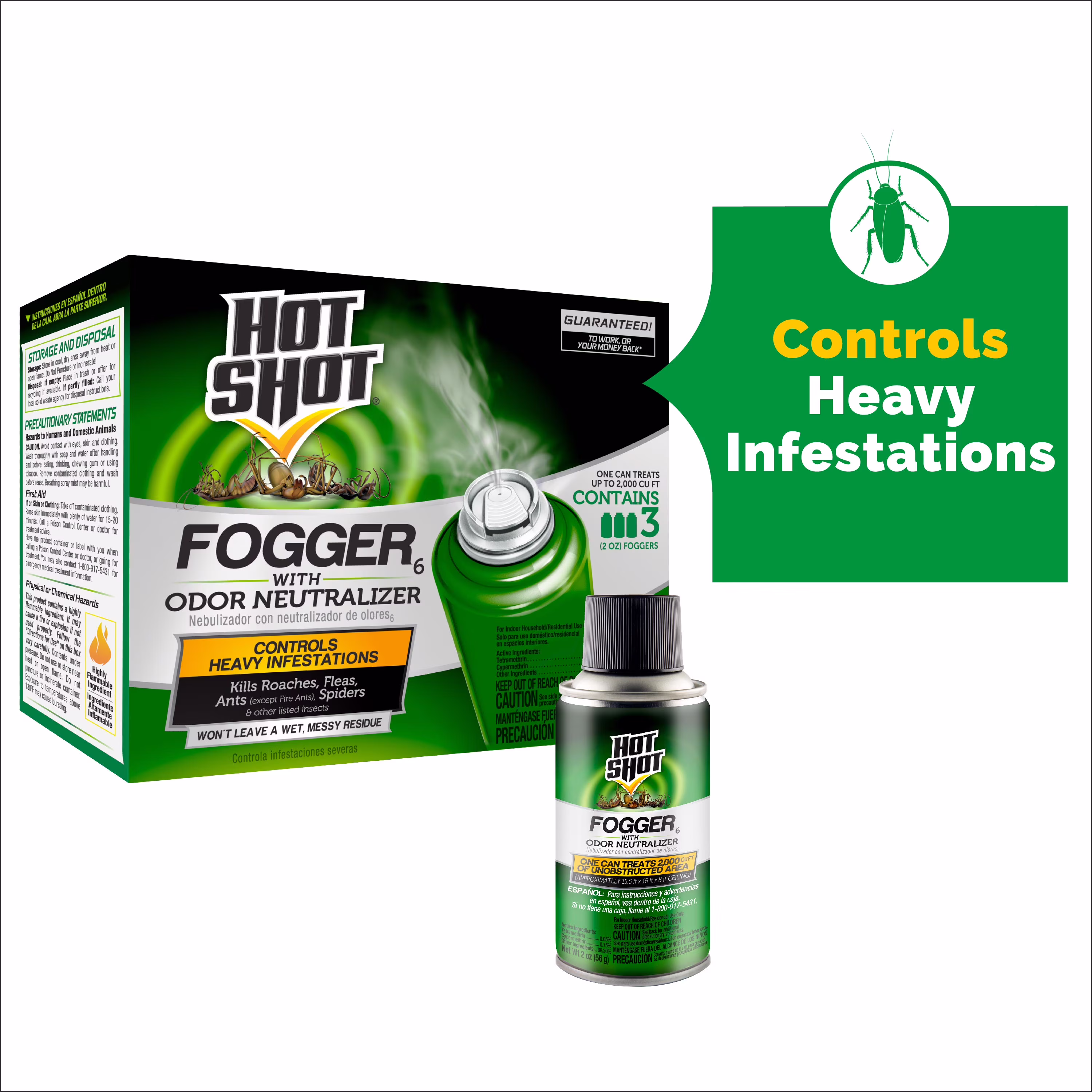 Hot Shot Indoor Insect Fogger with Odor Neutralizer, Kills Insects on Contact, 3 Count