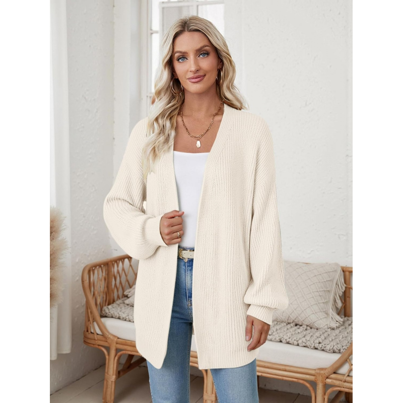 Women's Long Sleeve Oversized Cardigan Sweater Fall Chunky Knit Open Front