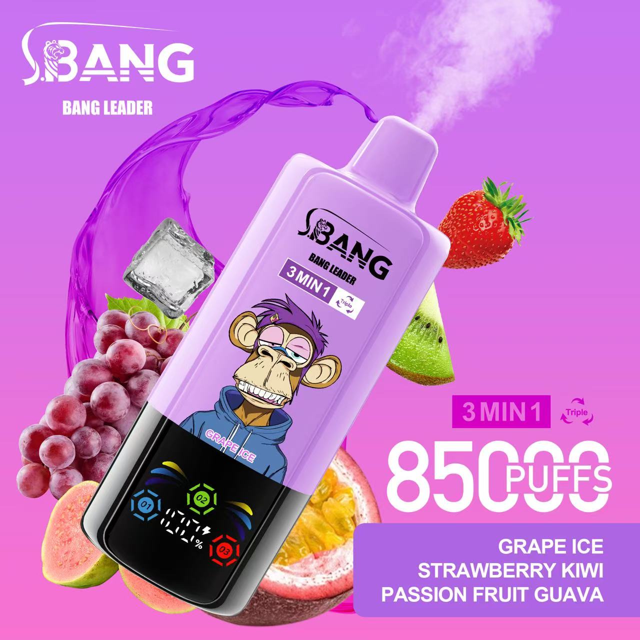 Țigară Electronică Bang 85000 Pufuri (85K) 3-în-1 | Ecran LED & Reîncărcabil
