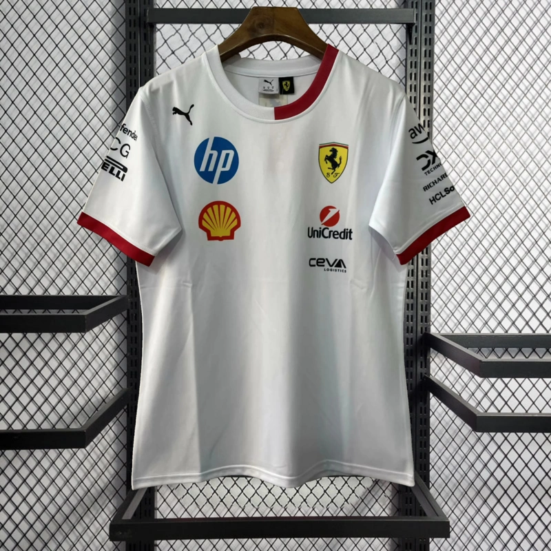 2025 F1 Ferrari Racing White T-shirt Racing Suit