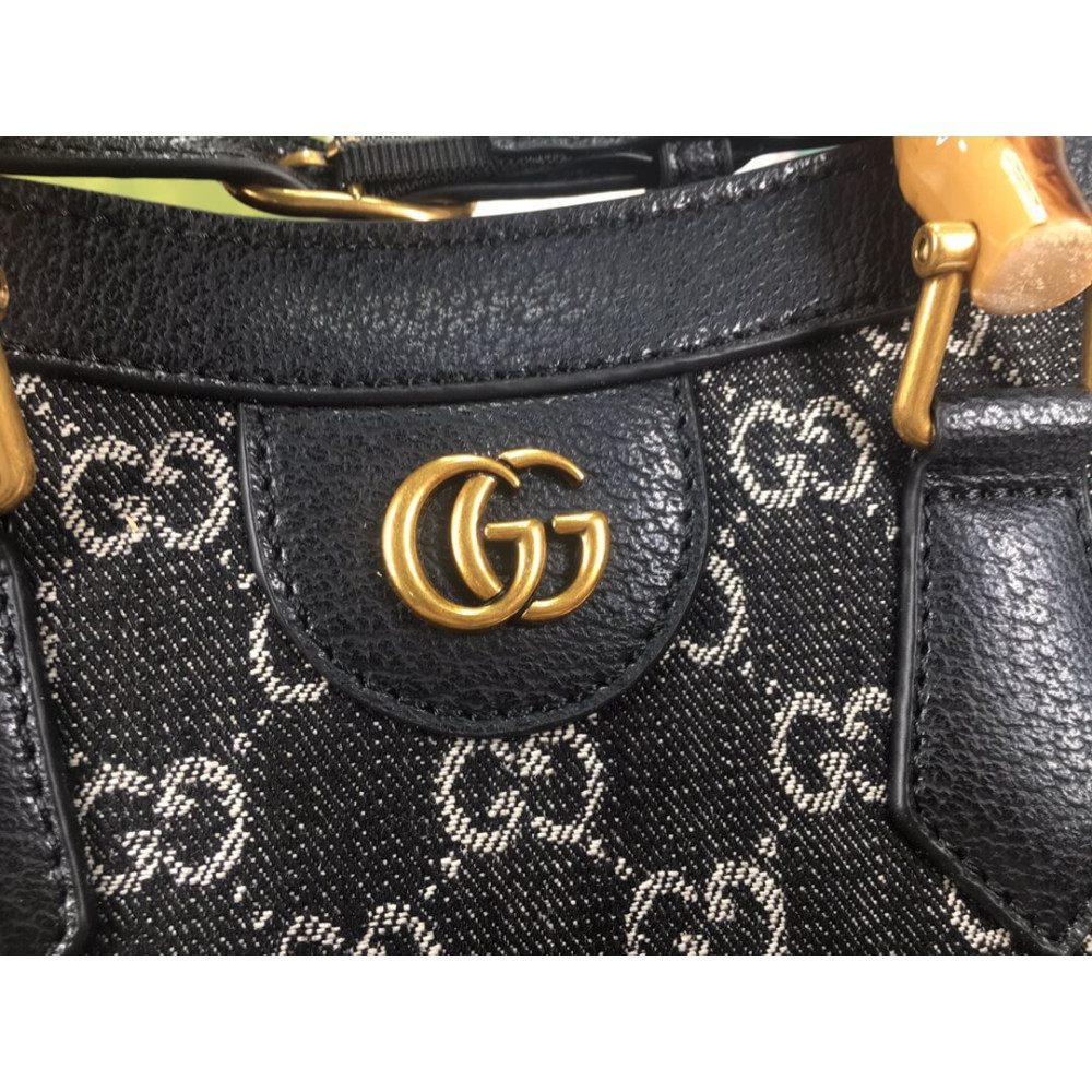 Gucci Diana Small Tote Bag in Black Denim