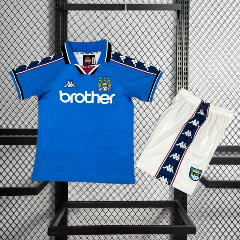 Retro kids 1997-98 KIDS Manchester City home Football jersey retro