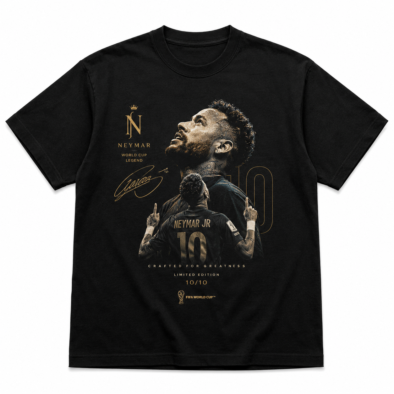 Neymar World Cup Printed T-Shirt  Unisex Loose Fit T-Shirt 100% Cotton Soft Comfortable Summer Casual Printed Top