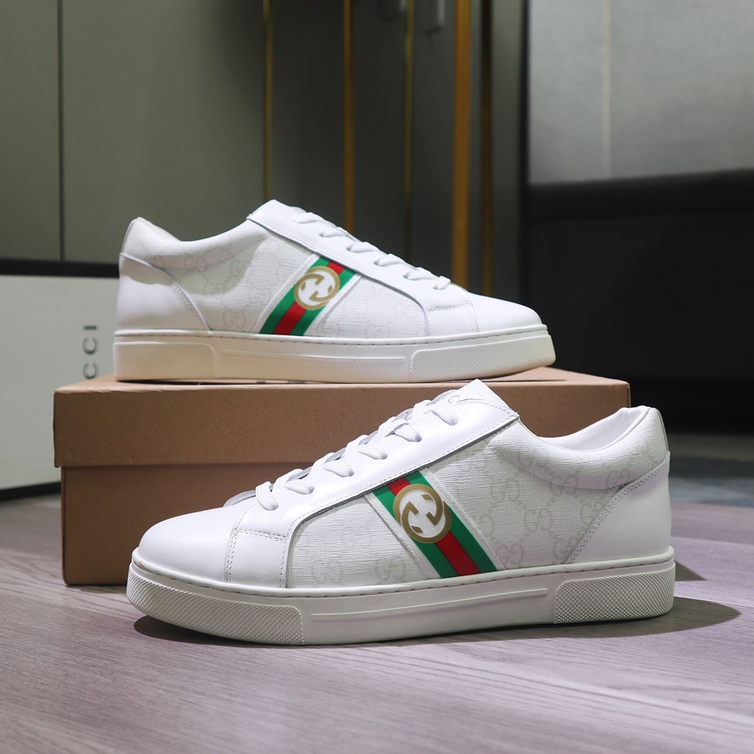 Gucci Gg Supreme White Sneaker Gg With Web