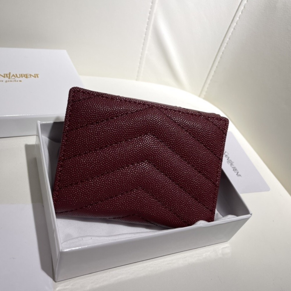 Saint Laurent Cassandre Matelasse Small Envelope Wallet In Grain De Poudre Leather 11Cm