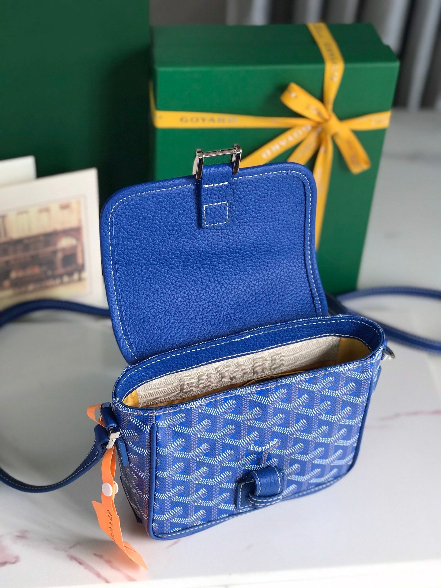 Goyard Grand Bleu 16cm Sapphire Blue Goyardine Canvas And Lambskin