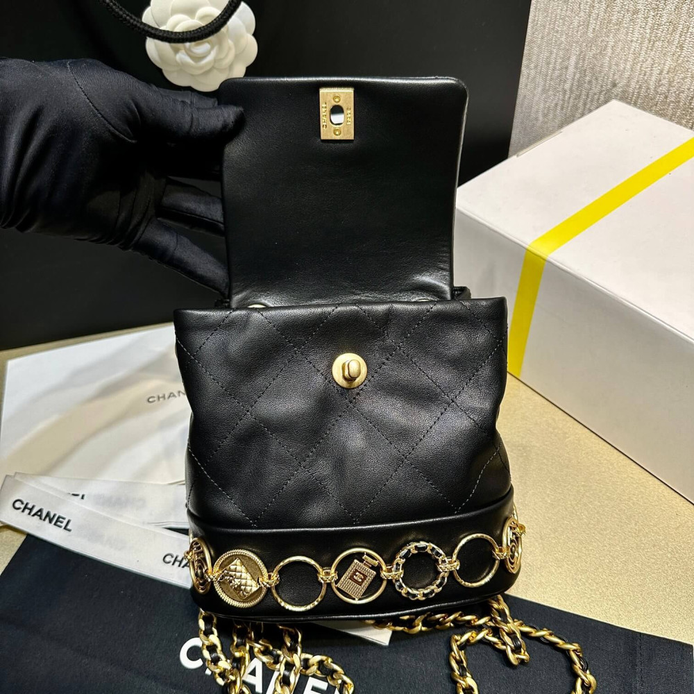 Chanel Small Backpack in Black Calfskin