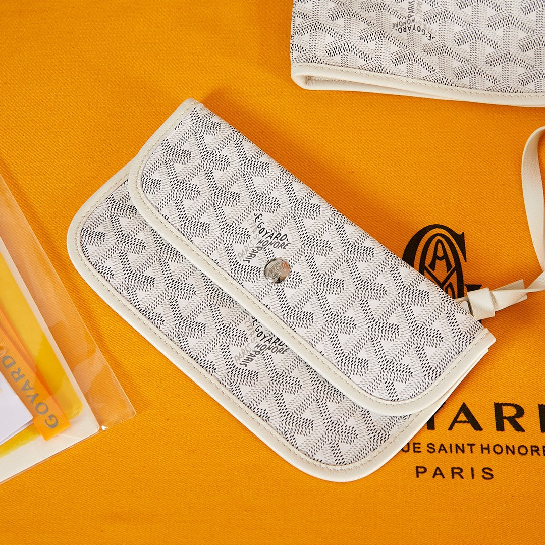 Goyard Saint Louis Pm 34Cm White Canvas Chevroches Calfskin