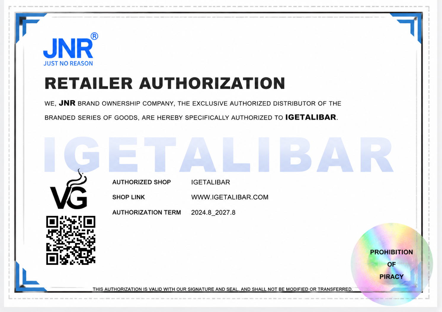 Brand certificate