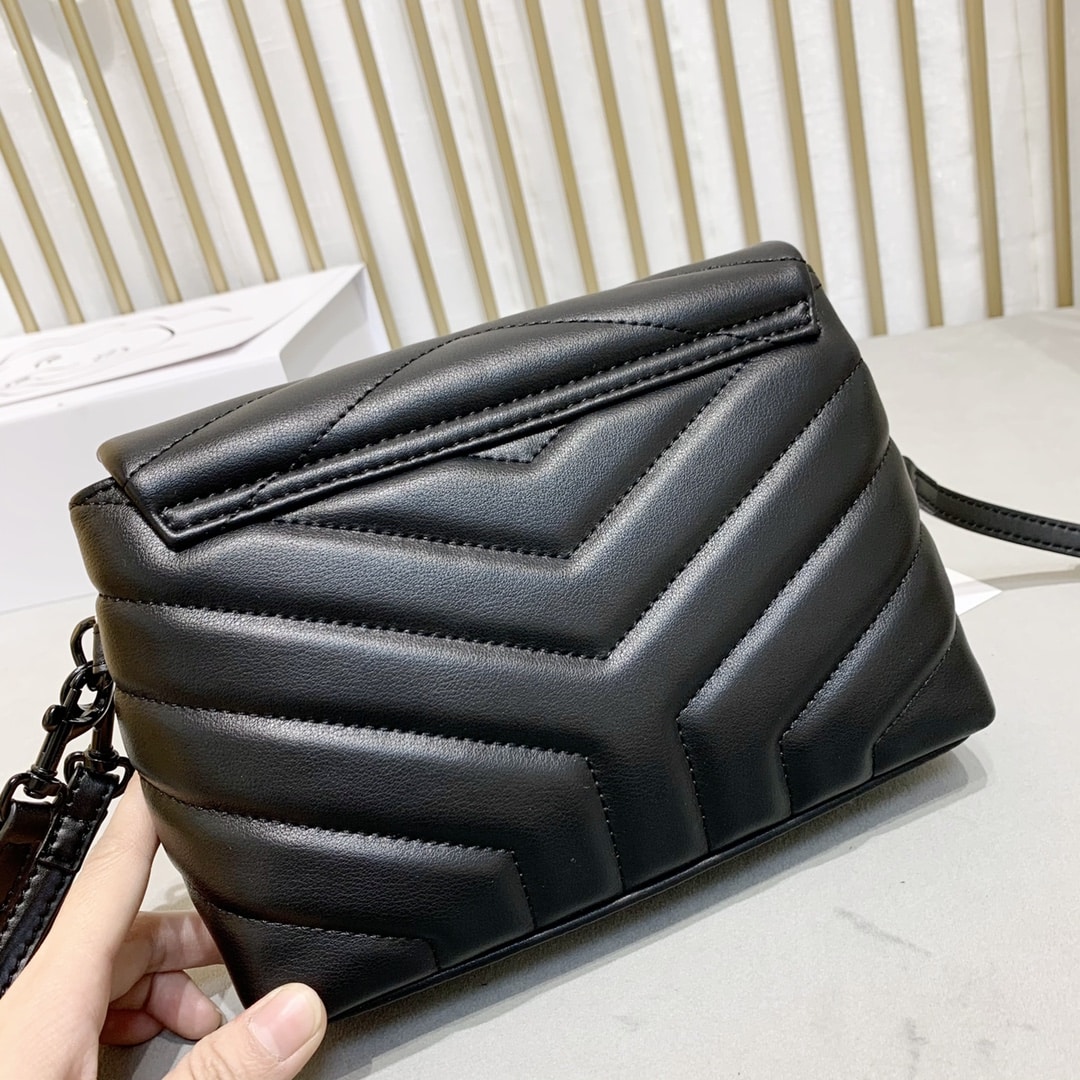Saint Laurent Loulou Toy Strap Bag In Quilted Y Leather With Black Hardware