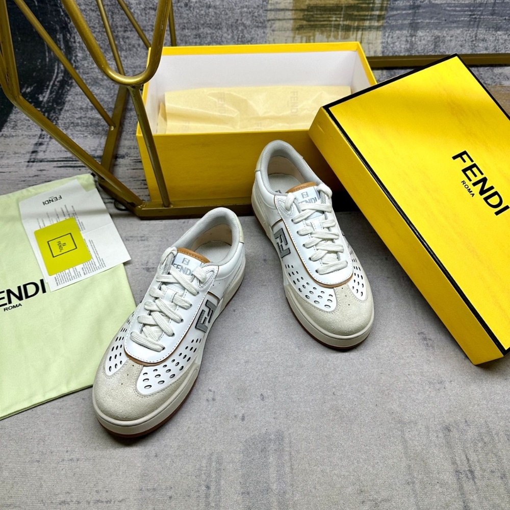 Fendi Match Suede Low Tops White And Brown  8e8670asb2f1rux