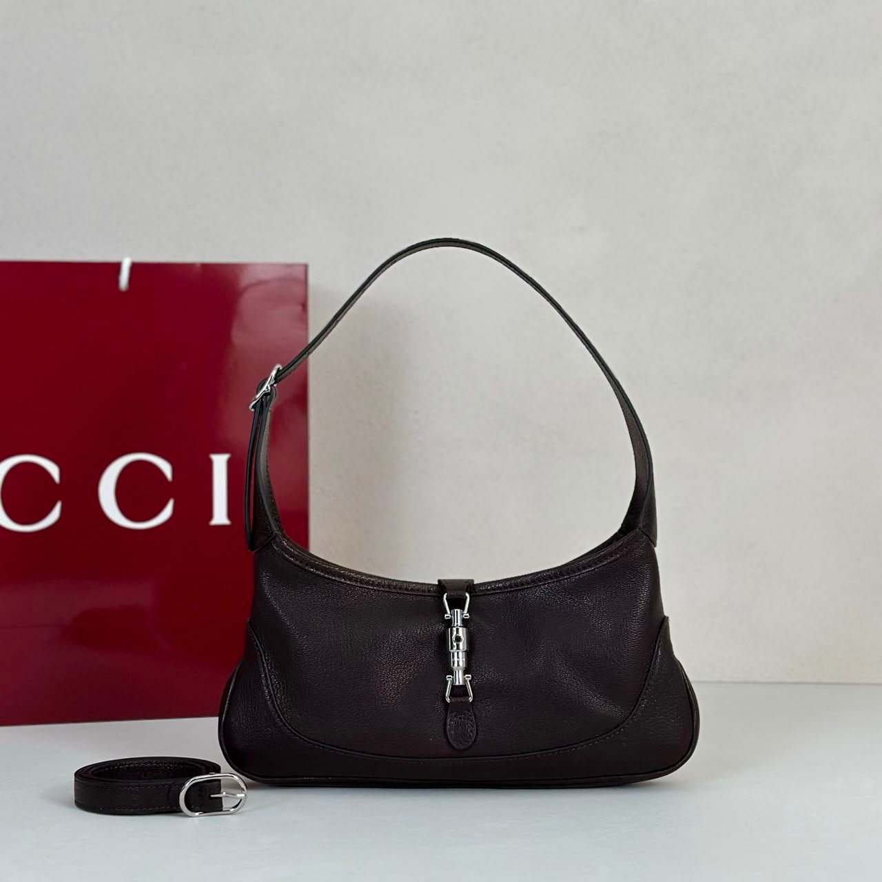 Gucci Jackie Slim Medium Shoulder Bag 28cm/11in Dark Brown ‎863137