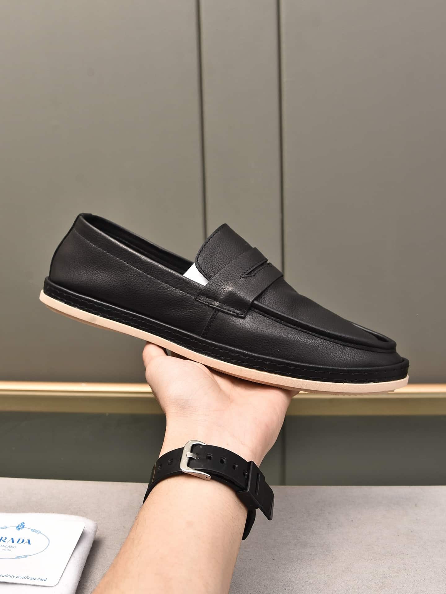 Prada Men’S Flat Loafers Leather Black