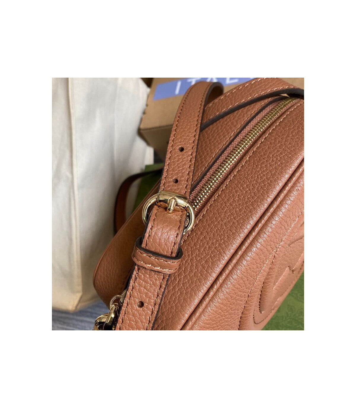Gucci Soho Small Leather Disco Bag Brown
