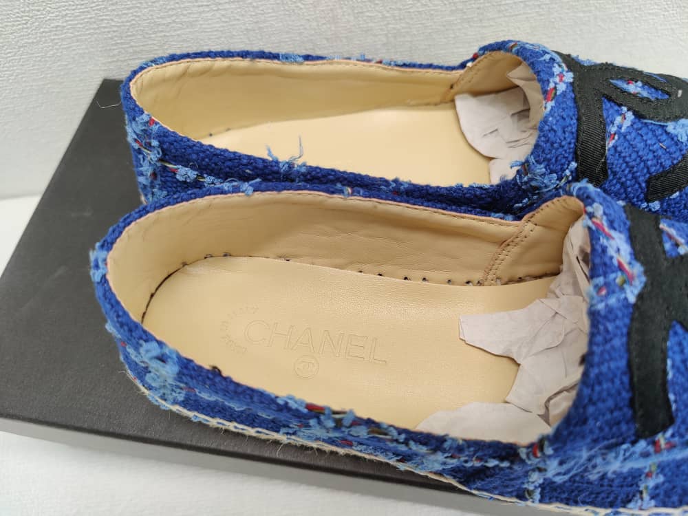 Chanel Espadrilles Cotton Tweed And Grosgrain Blue G29762 Y56424 K5509