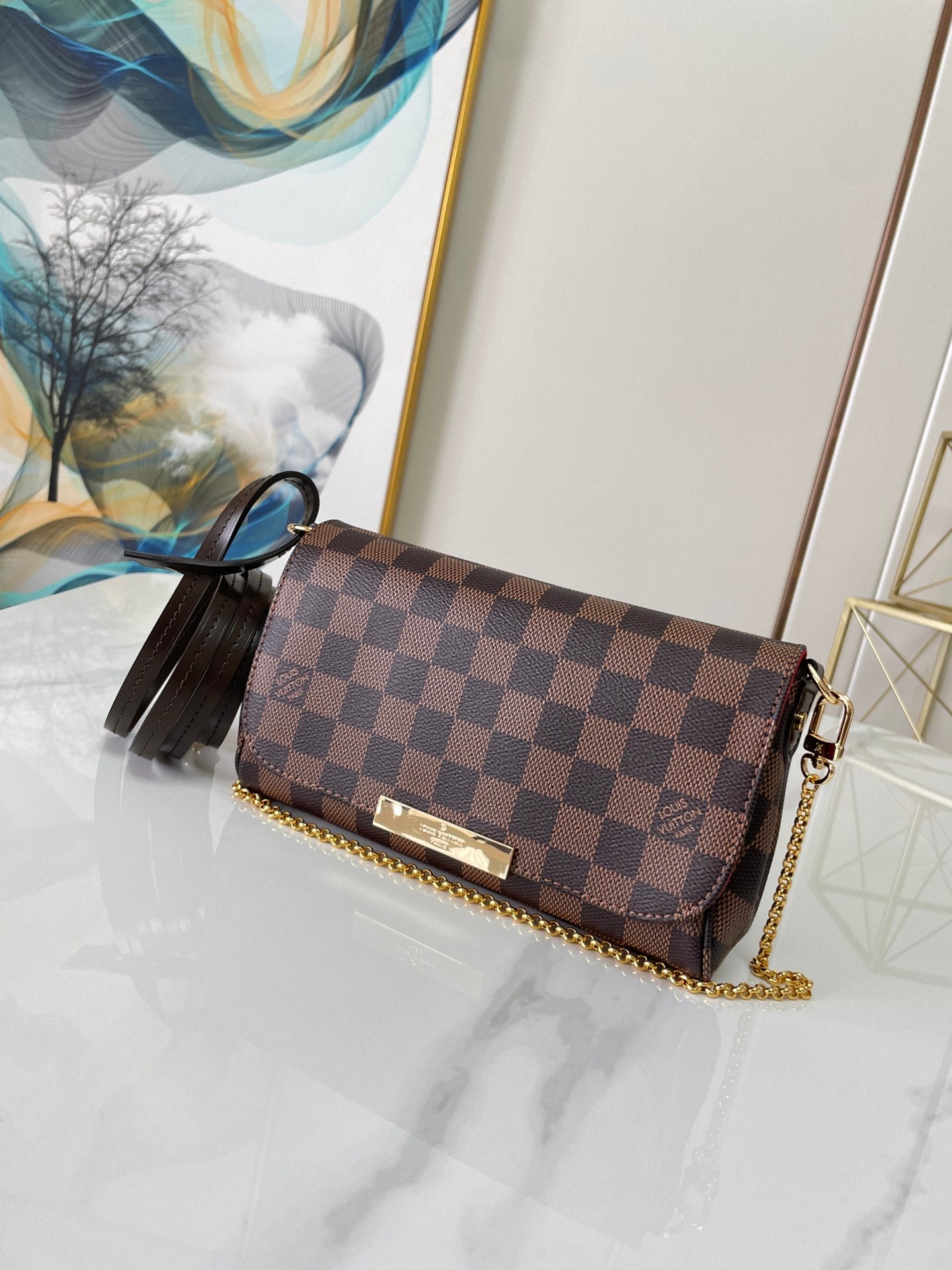 Louis Vuitton F Licie Pochette Damier Azur 21Cm