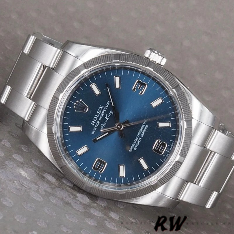 【Super Clone】Rolex Oyster Perpetual Air King 114210 Blue Dial 34mm Unisex replica watch