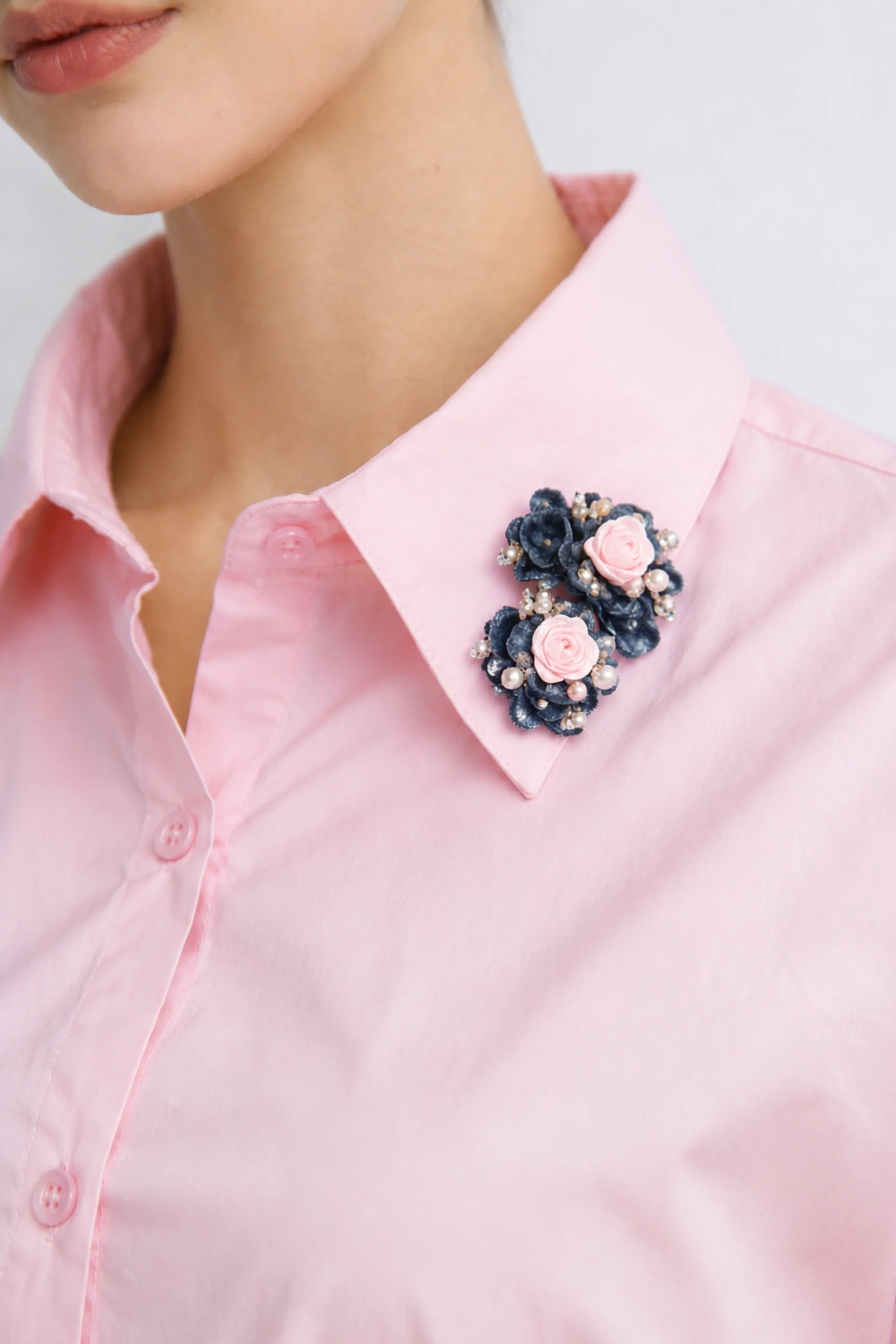 Pink Rose Collar Shirt