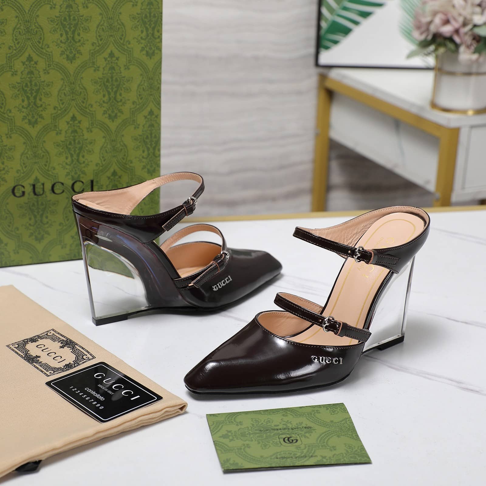 Gucci Women’S Wedge Mule Black 827856 Clg00 1000