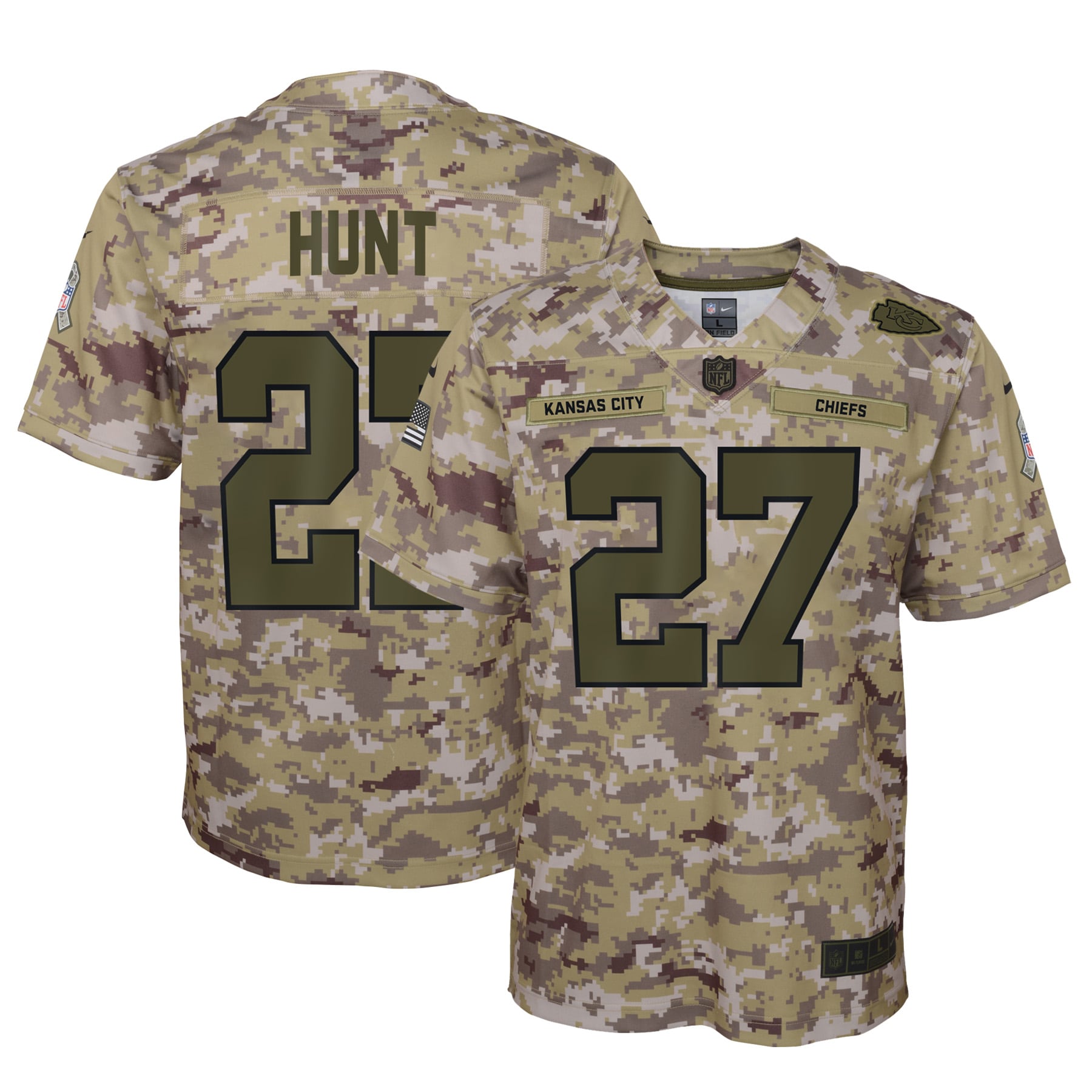Kareem Hunt Kansas City Chiefs Nike Youth Salute to Service Game Jersey - Camo
