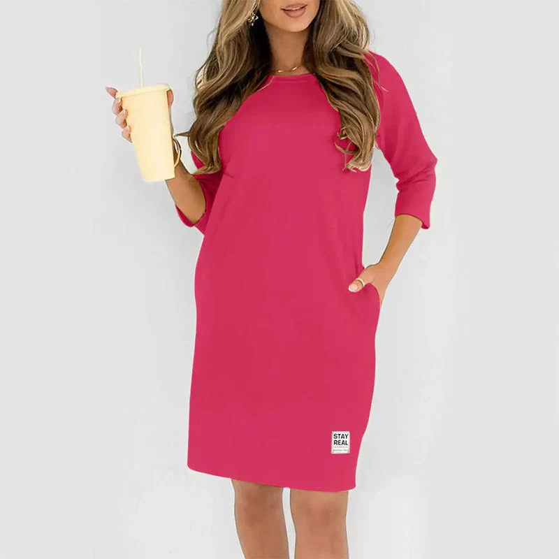 ✨🔥Women's Crew Neck Casual Loose T-Shirt Dress💕