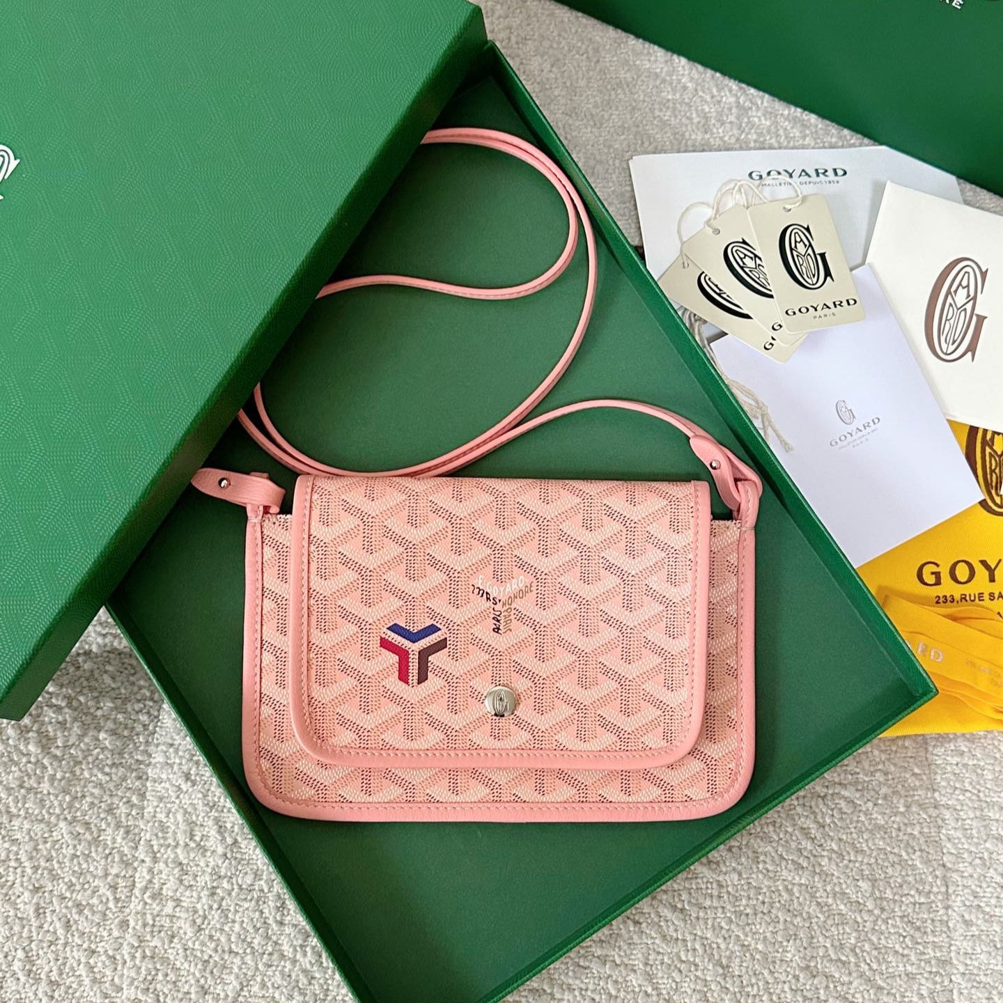 Goyard Plumet Pocket Wallet 20cm Pink Goyardine Canvas And Lambskin Trim