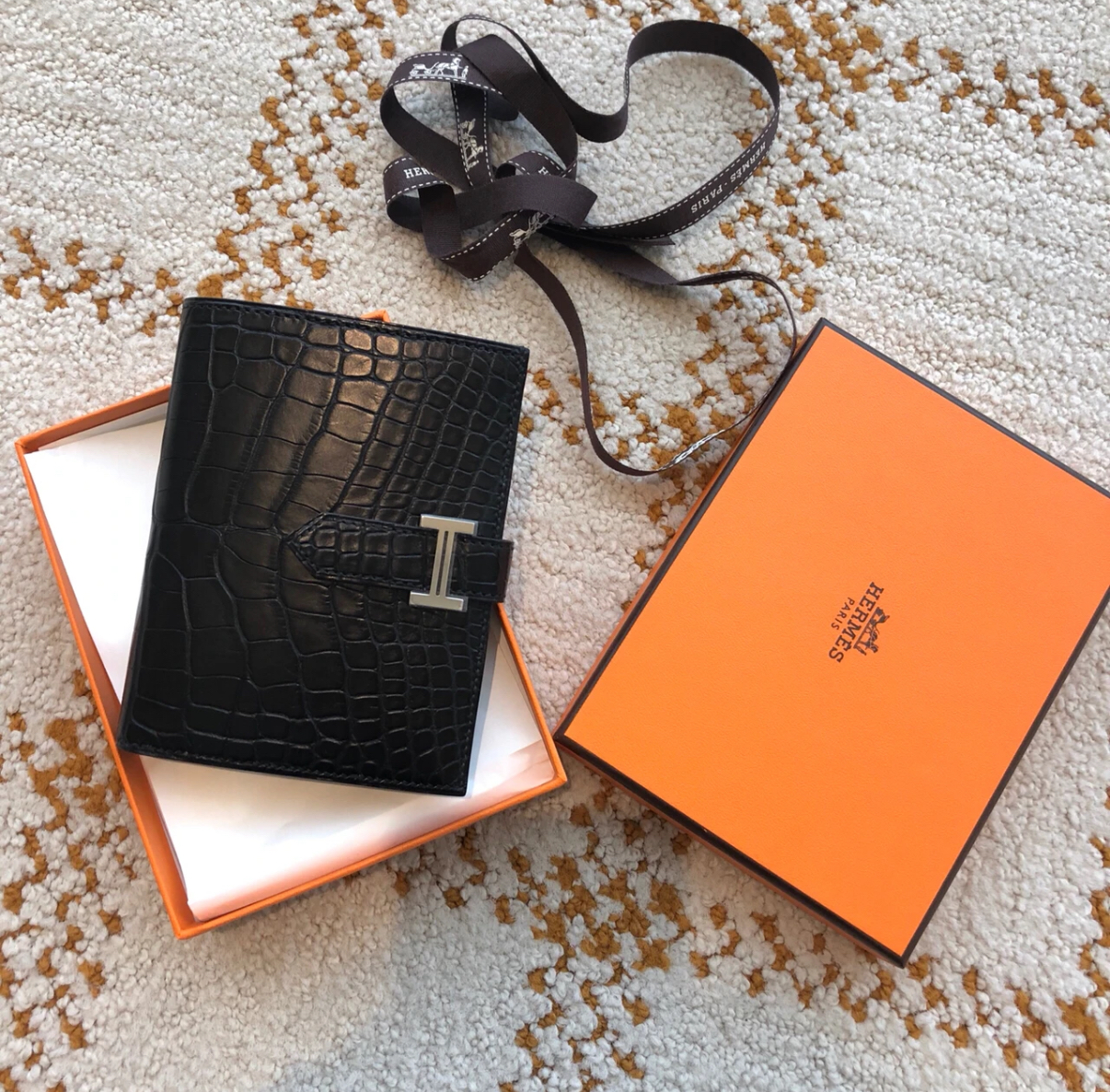 Mini Bearn card holder matte crocodile leather