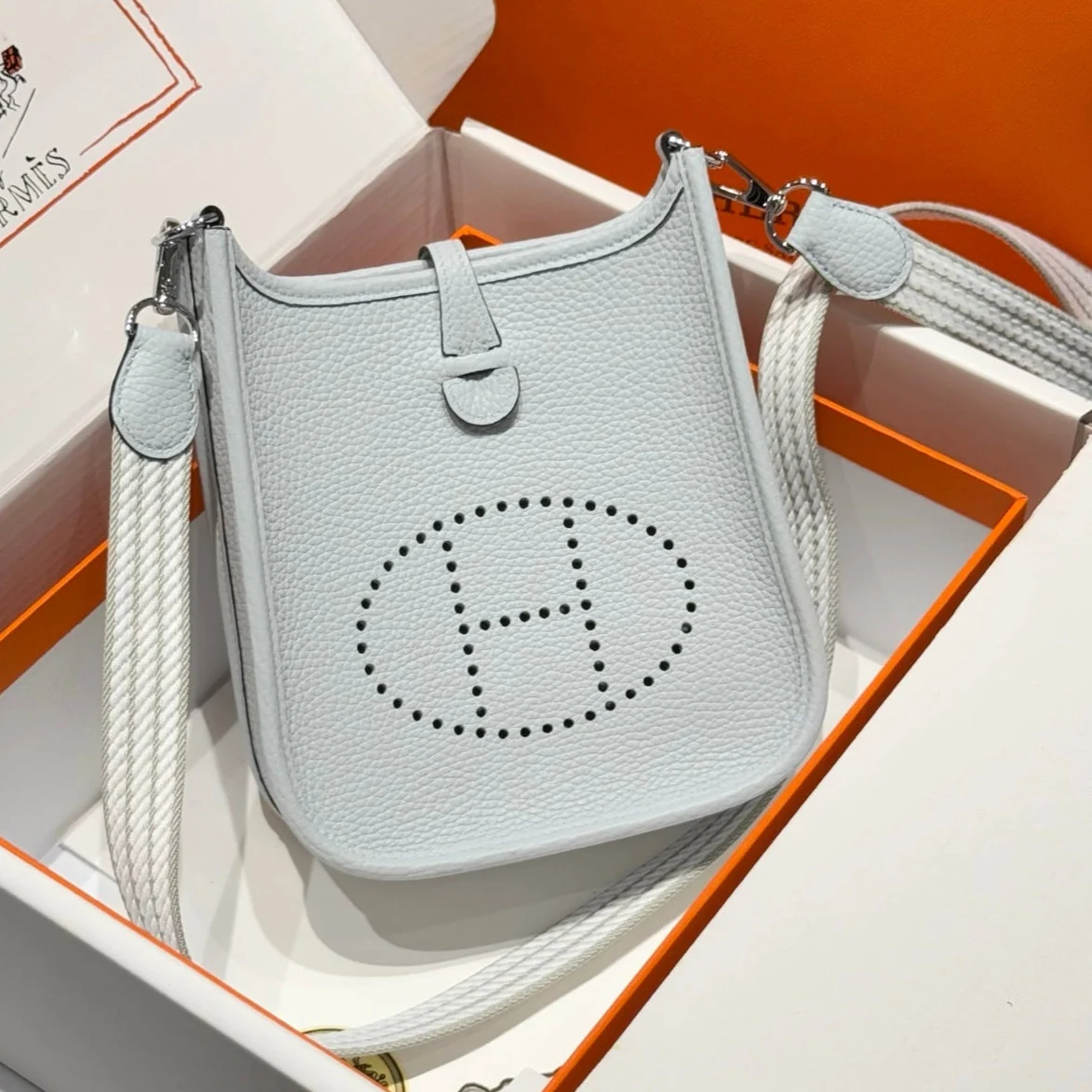 Hermes Evelyn 18 Bag Misty Blue Epsom Leather 255528