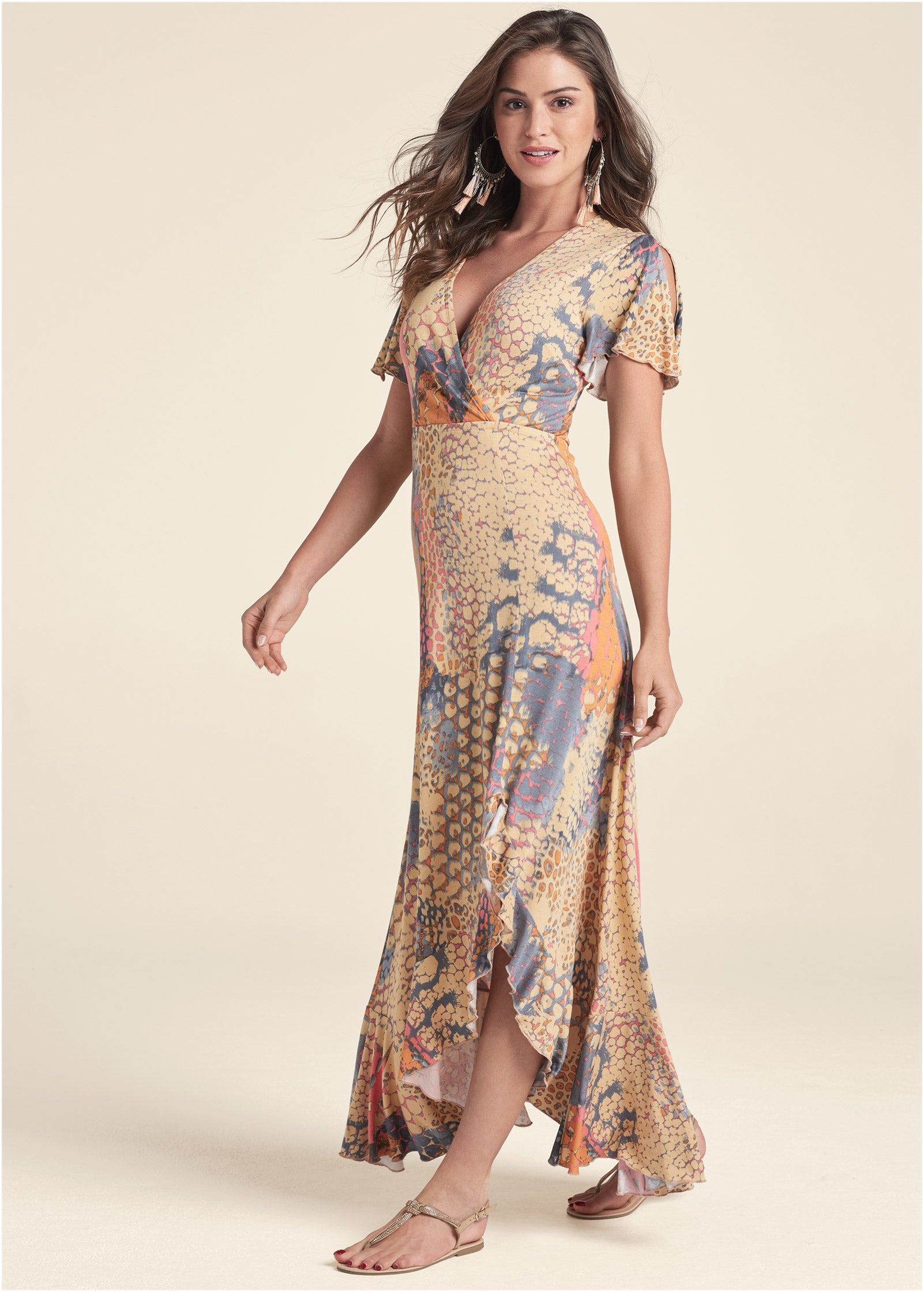 Wrap Maxi Dress – Orange Multi