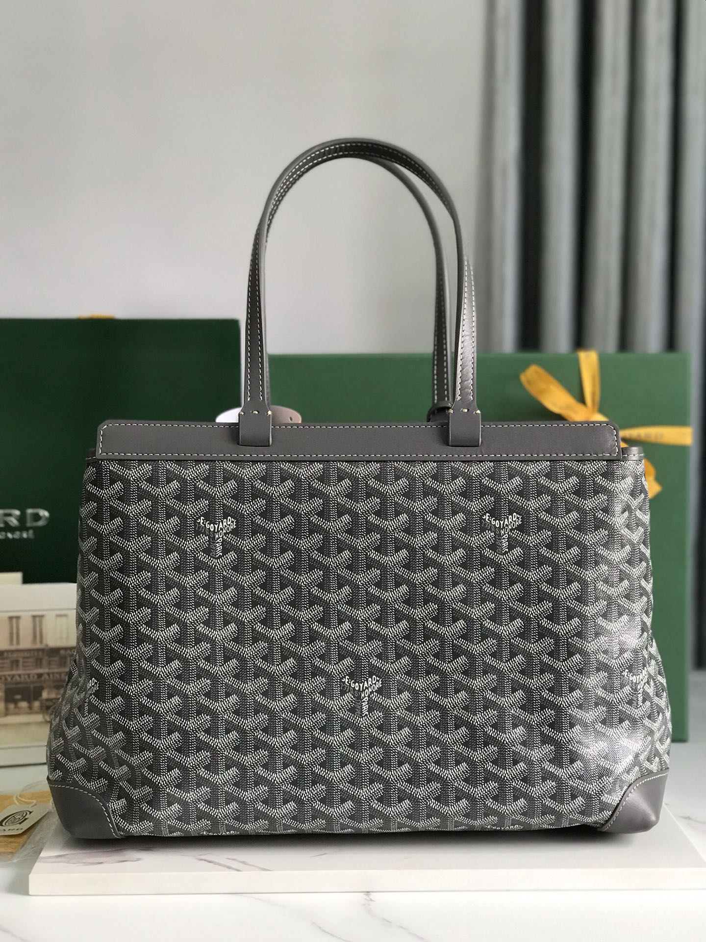 Goyard Bellechasse Biaude Pm Bag 36cm Gray Goyardine Canvas And Calfskin Trim