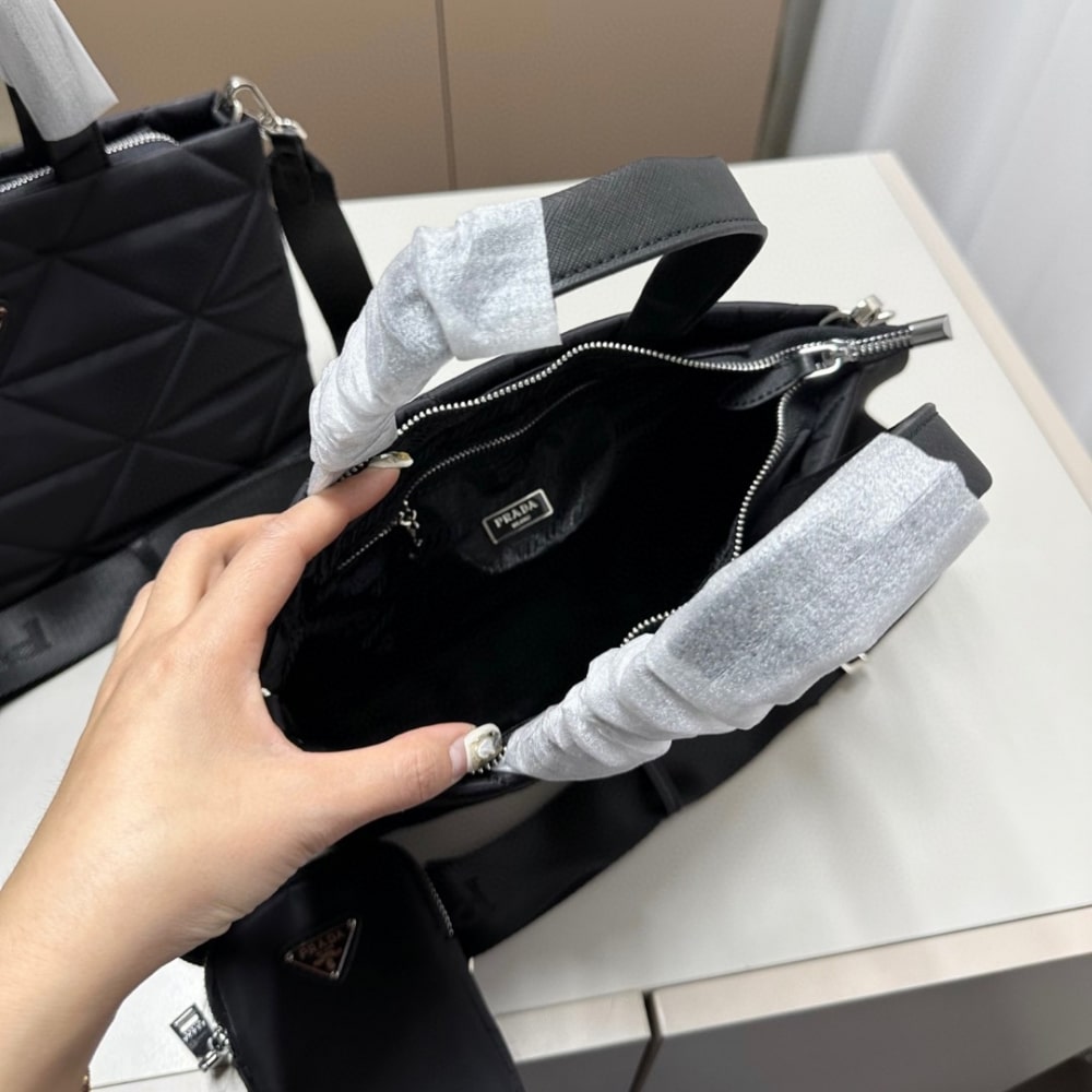 Prada Re Nylon Padded Tote Bag Black 23Cm