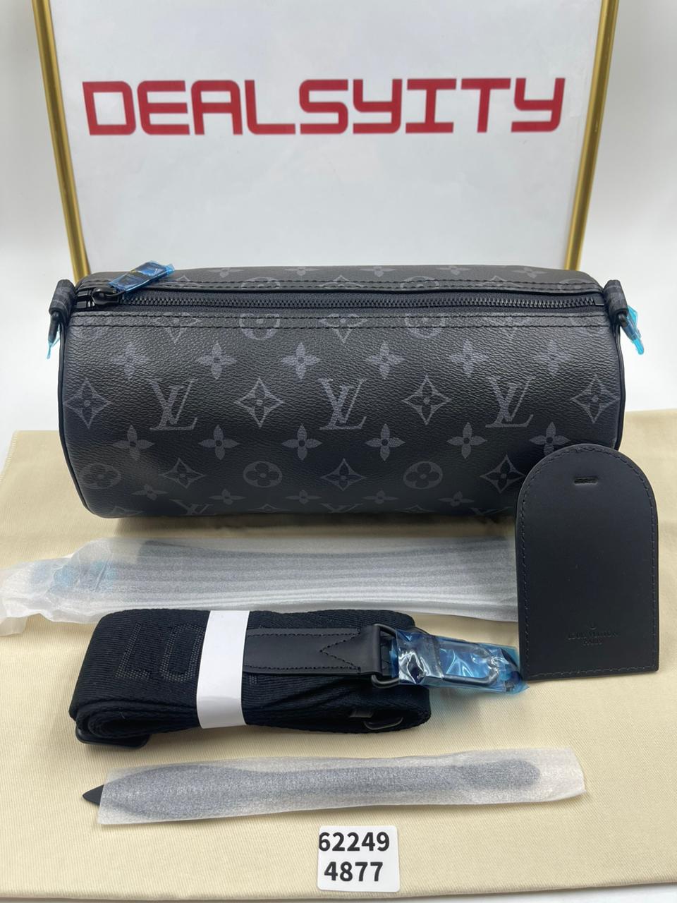 Louis Vuitton Soft Polochon Monogram Macassar Canvas Black 34Cm M46796