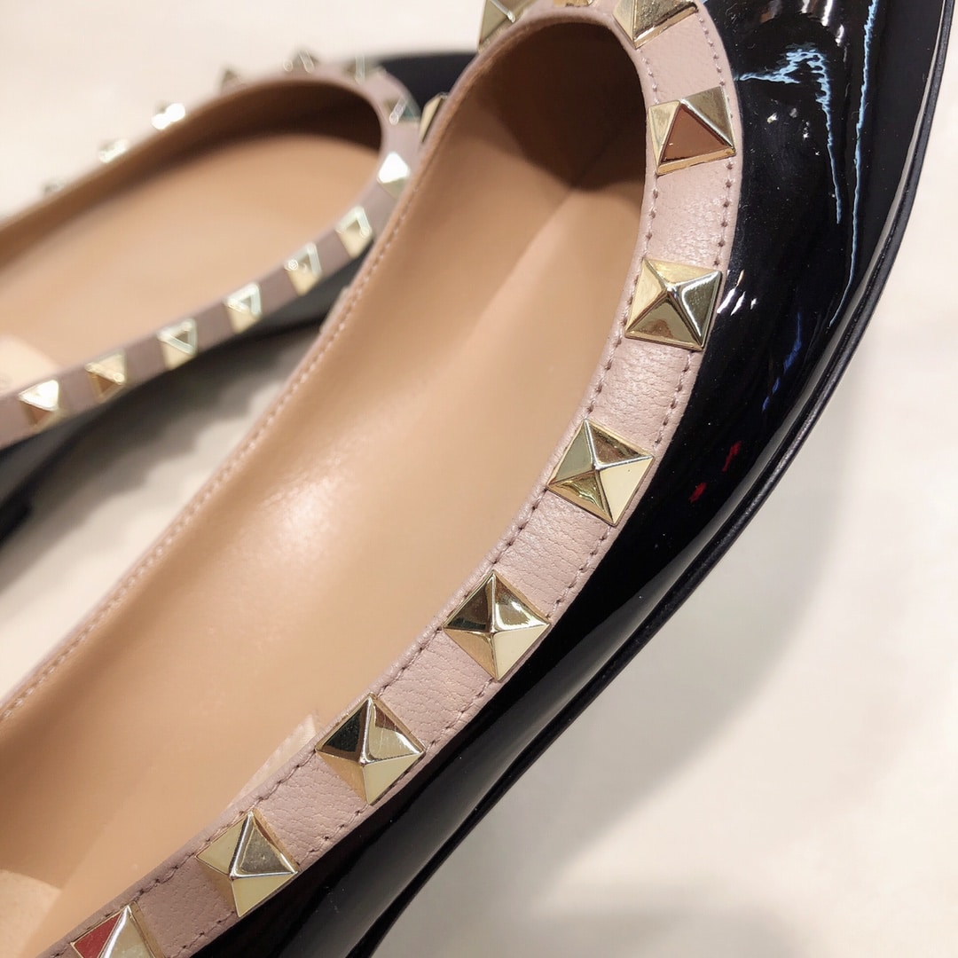 Valentino Patent Rockstud Ballet Flat Black Zw2S0403Vnwn91