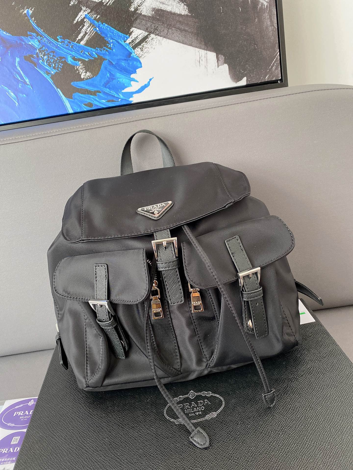 Prada Re-Nylon Medium Backpack Black