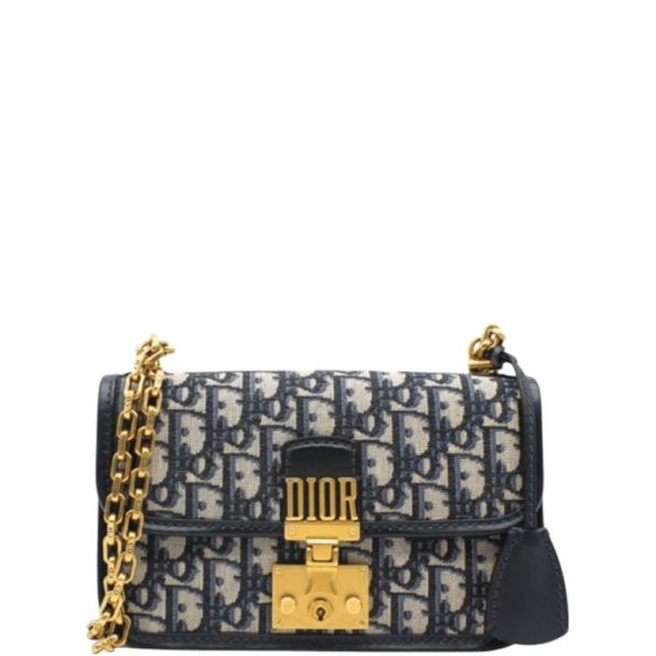 DIOR OBLIQUE ADDICT FLAP BAG BLACK 24CM