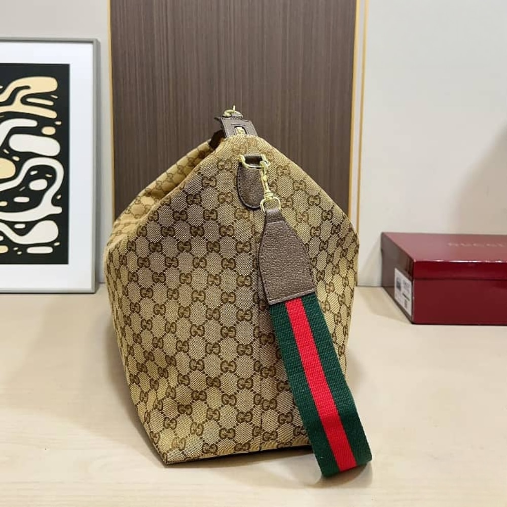 Gucci Brera Large Crossbody Bag Sand And Dark Brown GG Canvas 48Cm 864485 FAFV9 9653