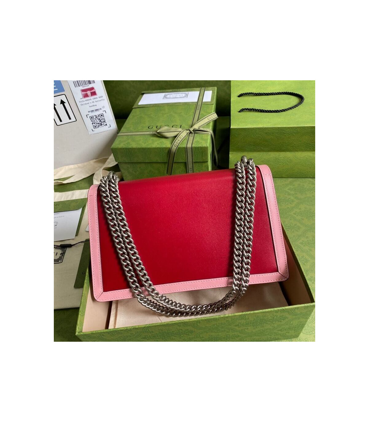 Gucci Dionysus Small Shoulder Bag Red and Pink Leather