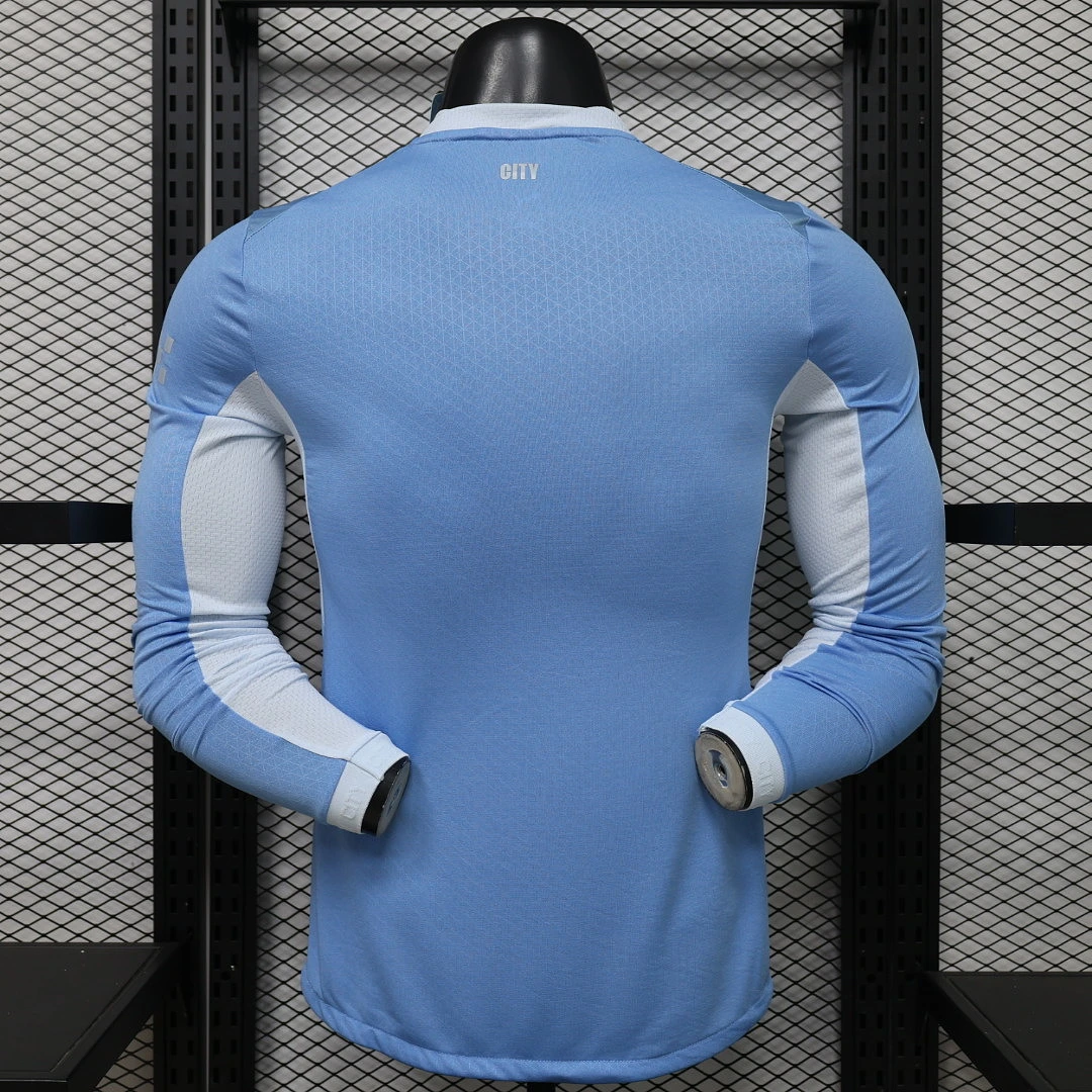 2026/27 Premier League Manchester City Team Home Football Jersey Player Version Long Sleeves - JerseyFun